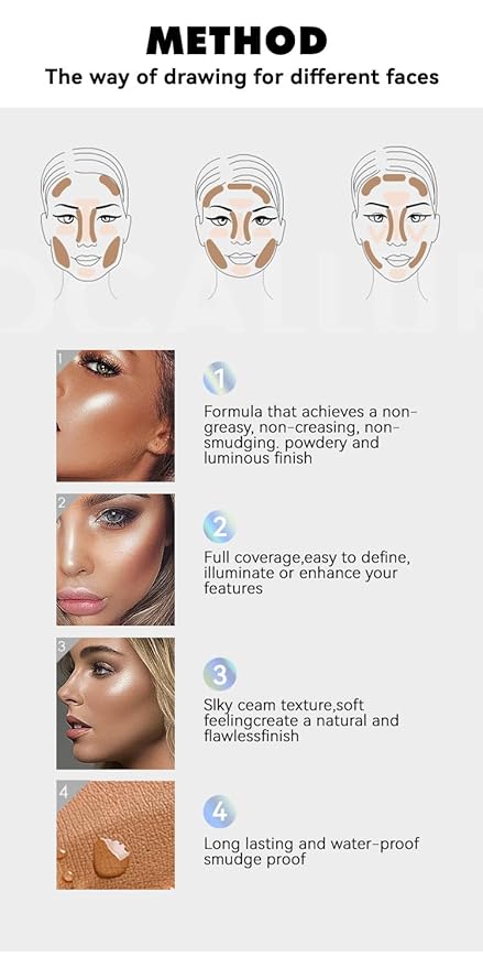 3 Pcs Face Contour Sticks Set, Shades with