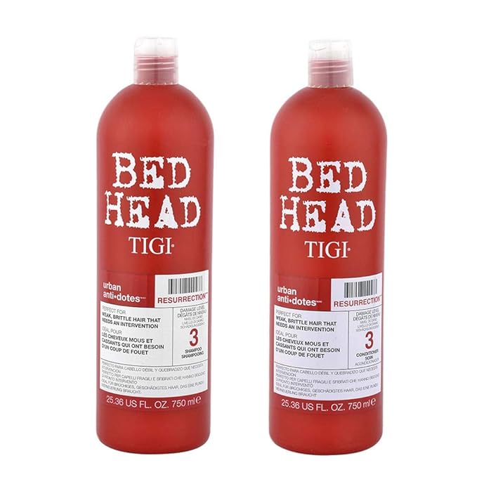 Bed Head by TIGI Urban Antidotes Resurrection Shampoo and Conditioner for Damaged Hair 25.36 fl oz 2 count