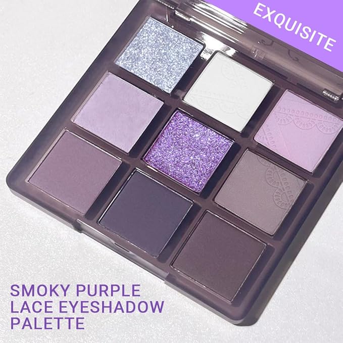 9Colors Eye Shadow Palettes Makeup,Dark Purple Plum Lavender Mauve Black Smoky Eyeshadow Palette for Older Women Natural Powde Eye Shadows Waterproof Long Lasting Naturing-Looking