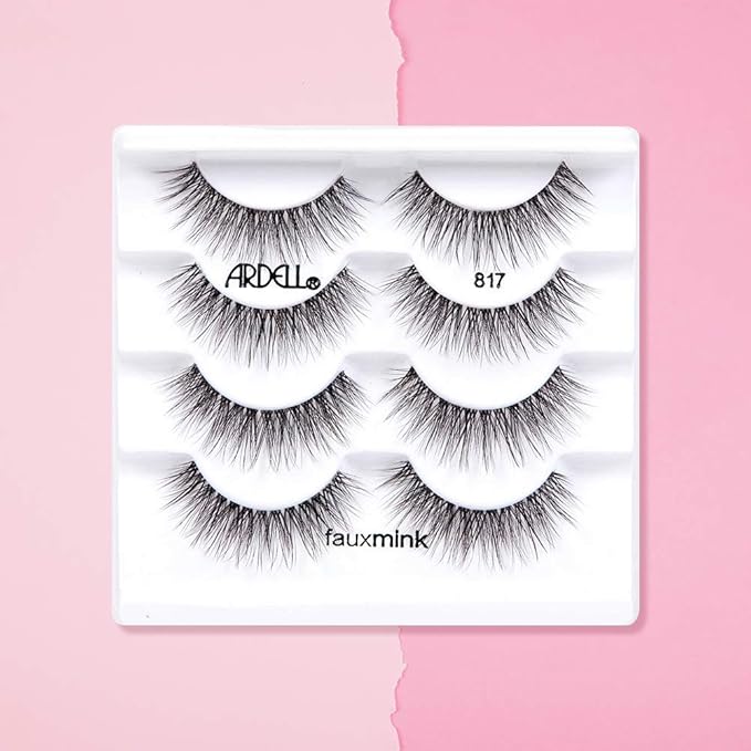 Ardell Faux Mink Lashes False Eyelashes 817 - Natural Look, Dramatic Volume, Comfortable Wear Strip Lashes, 4 Pairs x 2 Pack