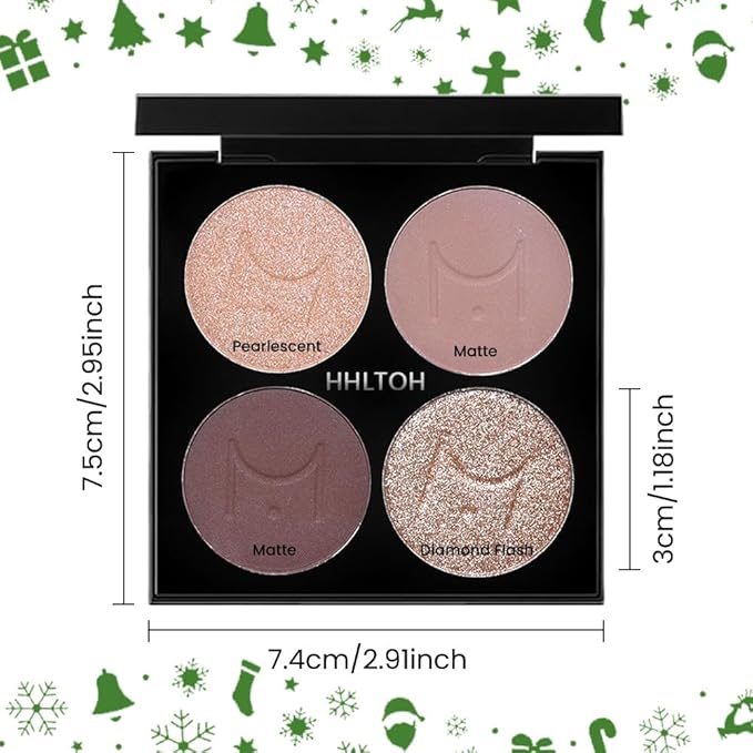 4 Colors Plum Nude Brown Champagne Rose Gold Eye Shadow Powder Palette Makeup, Neutral Matte Shimmer Cream Eyeshadow Palette for Old Women Highly Pigmented Waterproof, paleta de sombras de ojos