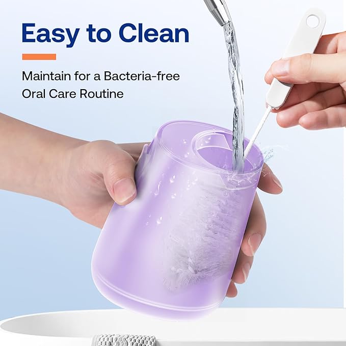 Bitvae C6 Water Flosser Teeth Picks, Cordless Water Dental Flosser for Travel with 6 Jet Tips, 15 Care Settings, IPX7 Waterproof Portable & Rechargeable Water Teeth Cleaner Picks, Purple