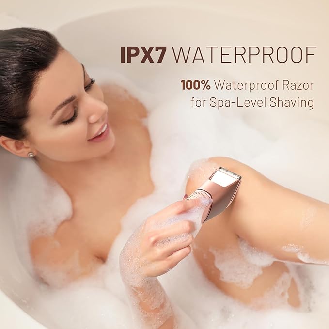 Bikini Trimmer for Women: Mirror Electric Shaver for Body Pubic Hair with LED Light, IPX7 Waterproof Portable Lady Facial Razor with Ceramic Blade,Rechargeable Body Groomer for Leg,Arm,Underarm