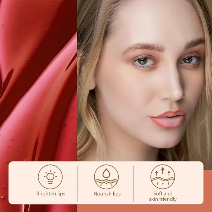 Matte Lip Gloss Stain-Peel Off Lip Liner Tattoo, Orange Red Lip Tint,Long Lasting Peel Off Lip Stain, Waterproof Transfer-proof Lip Mask Lip Liner Peel Off Lip Gloss,Stayn Lip Makeup. #07