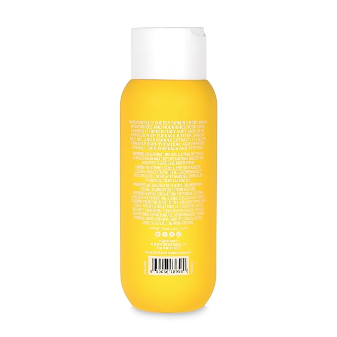 NATURE WELL Cheeky Firming & Cleansing Body Wash, Infused With Caffeine, Brazil Nut Oil, & Guarana Extract, Scented With Pistachio, Almond, Coconut, & Salted Caramel, 13 Fl Oz