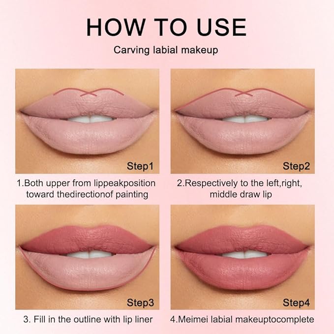 2 Pcs Natural Nude Brown Beige Colors Lip Liner Lipstick Pencils Set for Daily Makeup,Easy to Apply & Remove,Waterproof