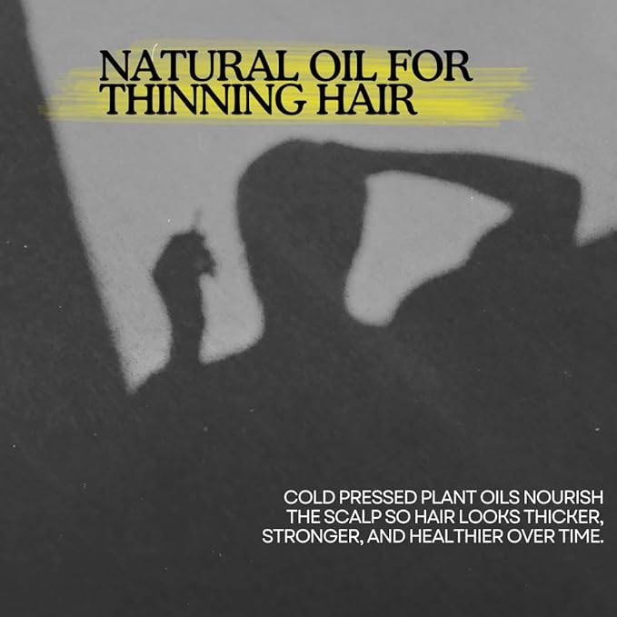 Natural Hair Growth Oil with Pumpkin Seed, Rosemary, Jojoba and Vitamin E, Drug Free Scalp Oil for Thicker Looking Hair, 100 mL