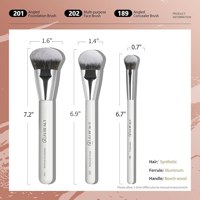 Albeaut Makeup Brush for Foundation Concealer Blush Contour Liquid Cream Blending Angled Shape