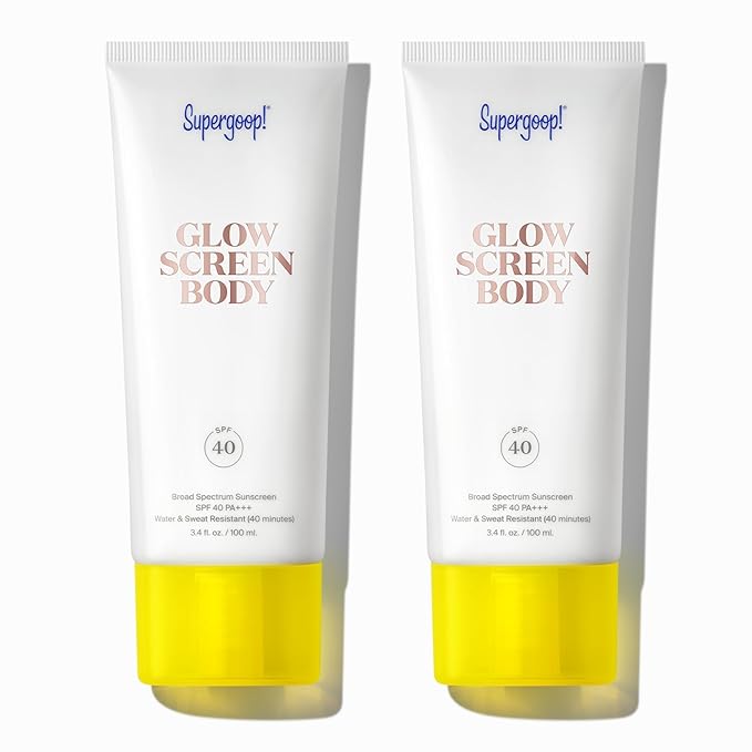 Supergoop! Glowscreen Body SPF 40 PA+++, 3.4 fl oz - Pack of 2 - Body Lotion + Broad Spectrum Sunscreen with Subtle Shimmer - Adds Instant Glow & Hydration - Contains White Stargrass & Coconut Alkanes
