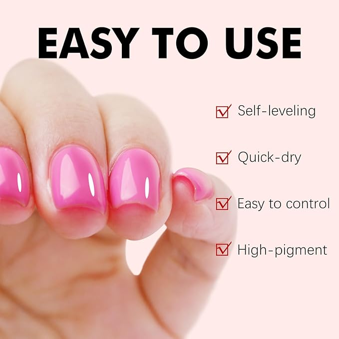 FZANEST Hot Pink Builder Rubber Base Gel, 5 in 1 Builder Gel For Nails Enhance Extension Repair Self-leveling in a Bottle Elastic Rubber Base Coat