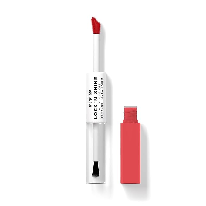 wet n wild Megalast Lock 'N' Shine Lip Color + Gloss Lipstick Shining Hybiscus (Pack of 2)