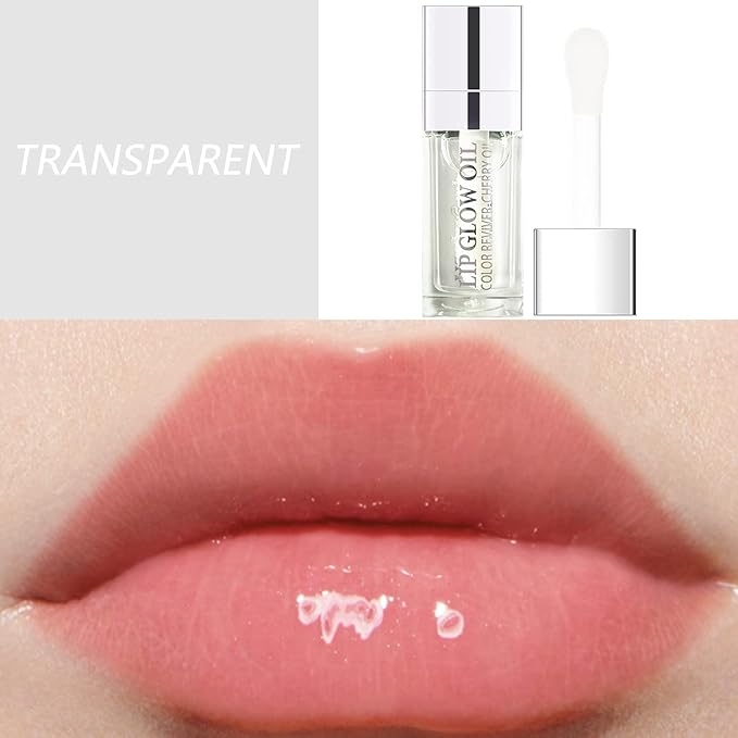 Lip Oil, Hydrating Lip Gloss Tinted Lip Balm Transparent Lip Care, Big Brush Head Glitter Shine, Long Lasting Nourishing Non-sticky Fresh Texture