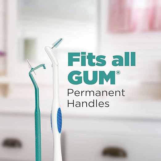 GUM Proxabrush Go-Betweens Refills - Wide - Compatible with GUM Permanent Handle - Reusable Interdental Brushes - Soft Bristled Dental Picks, 8 Count