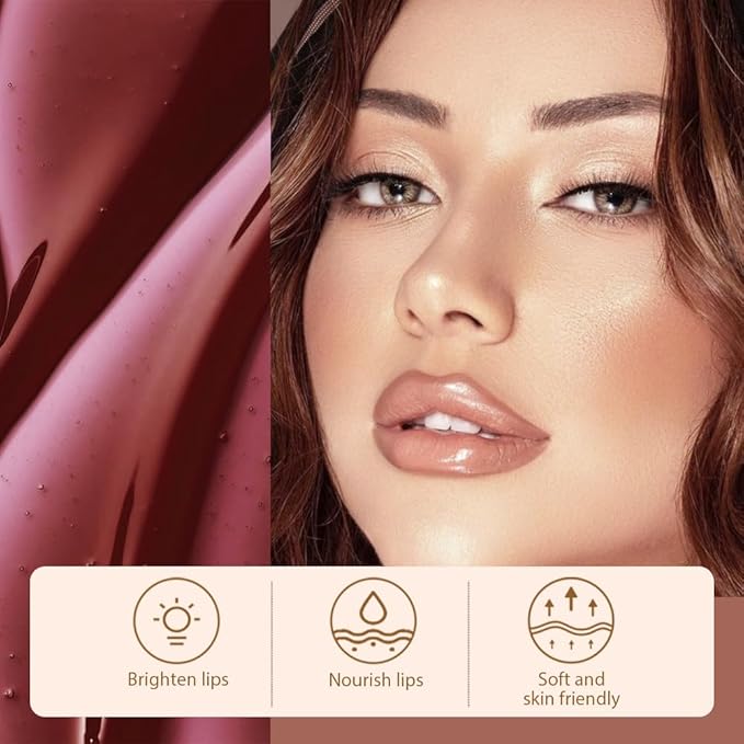 Matte Lip Gloss Stain-Peel Off Lip Liner Tattoo, Brown Lip Tint,Long Lasting Peel Off Lip Stain, Waterproof Transfer-proof Lip Mask Lip Liner Peel Off Lip Gloss,Stayn Lip Makeup. #02