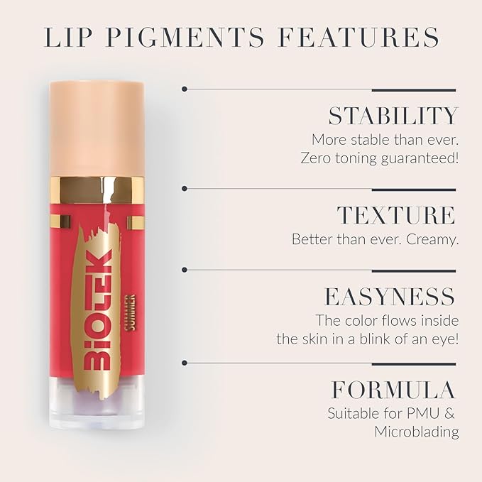 Biotek Lip Pigment for Permanent Makeup - Bright Strawberry Color for Lip - Made in Italy - Summer 0,61 fl.oz.