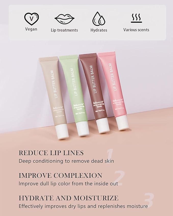 Tinted Lip Butter Balm,3 Colors Hydrating Lip Balm Lip Gloss Vanilla Sheer Tint Stain Non-Sticky Lip Glow Oil for Instant Moisture,Shine and Soothing Women Dry Cracked Lip Care Lip Sleeping Mask-Set B