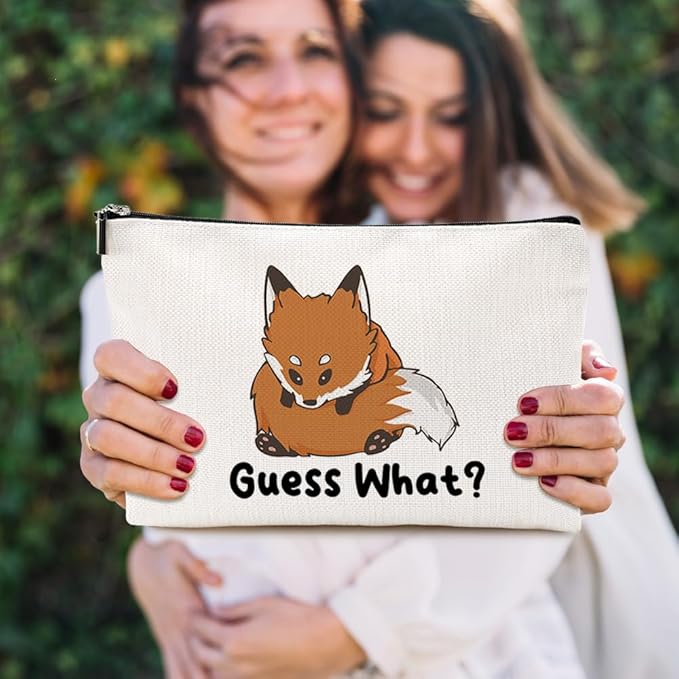 VICBOU Funny Fox Makeup Bag Fox Gifts for Girls Fox Supplies Accessories Cute Cosmetic Bag for Women Girls Animal Fox Lovers Sister Mom Best Friends Graduation Mothers Day Birthday Gifts