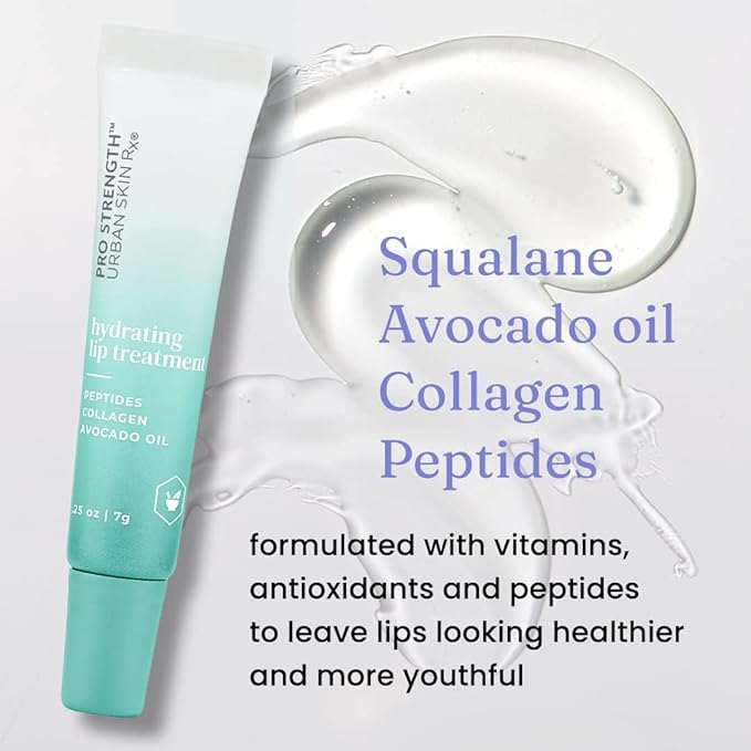 Urban Skin Rx Hydrating Lip Treatment | Clear, Ultra-Moisturizing Treatment Smooths, Softens and Hydrates Lips Throughout the Day with Peptides, Avocado Oil, Collagen and Vitamin E | 0.25g