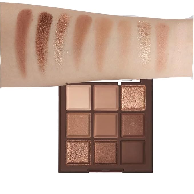 Neutral Brown Eye Shadow palette- Rose Gold Dark Brown Eyeshadow Palette Colorful 9 Colors, Matte Shimmer Highly Pigmented Nude Eyeshadow Palette Makeup Naturing-Looking Long Lasting2