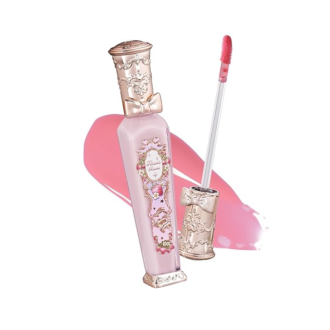 Flower Knows Violet Strawberry Rococo Glowy Lip Gloss G01+G02 +Hair Clips Set