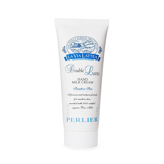 Perlier – Double Latte Hand Cream, 3.3 fl oz, Nourishing Hand Milk with Rice, Soy & Milk Proteins, Hydrating and Protective Formula with Antioxidants, Soft Scent, Ideal for Dry and Sensitive Skin