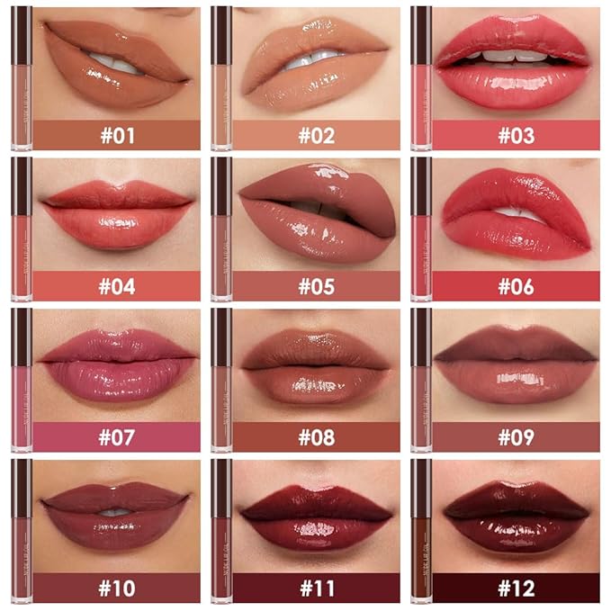 Hydrating Lip Glow Oil, Plumping Lip Oil, Tinted Lip Plumper Gloss,Younger-Looking Lips | Nourishing Long Lasting Non-Sticky Hydrating & Smoothing Lip Treatment Cruelty Free 08#