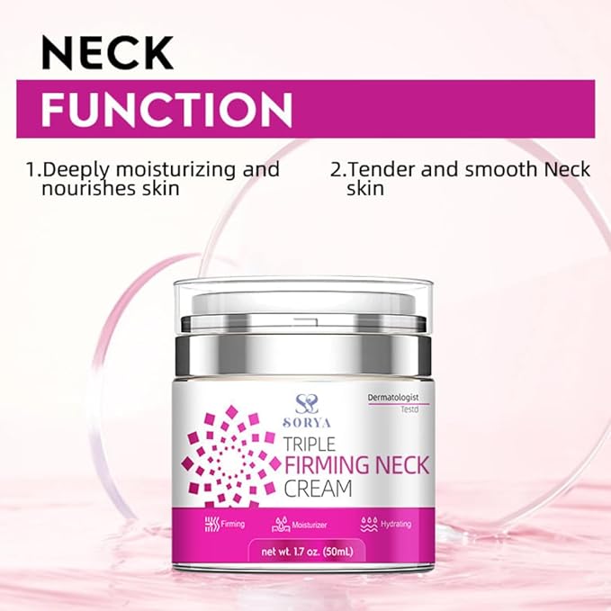 Neck Firming Cream - Natural Anti-Aging Facial Moisturizer with Retinol Collagen & Hyaluronic Acid - Day & Night Anti-Wrinkle Cream - Firming, Hydrating Face Cream