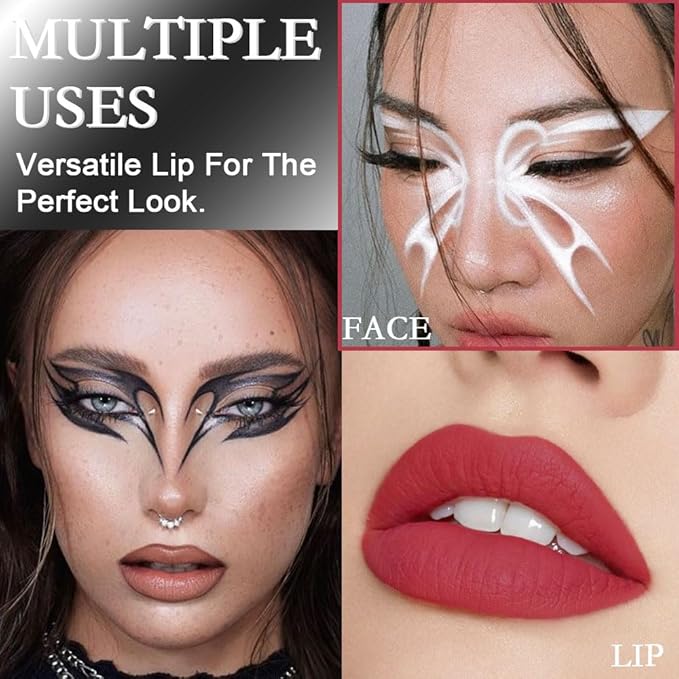 AMY'S DIARY Matte Plum Liquid Lipstick 5Pcs Sets,24-hour Lipstick Green White Black Silver Red Lip Stain 24 Smudge Waterproof for Women (Set07)