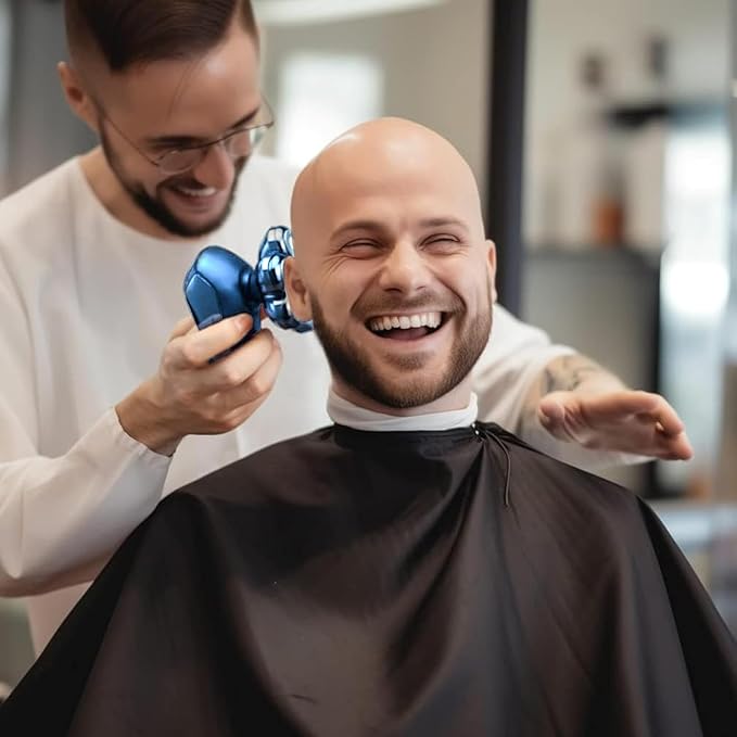 Detachable Head Shavers, SHPAVVER 5 in 1 Electric Razor IPX7 Waterproof for Bald Men, Wet Dry LED Display Rechargeable 7D Rotary Shaver Grooming Kit with Type C Charge A,Bright Blue
