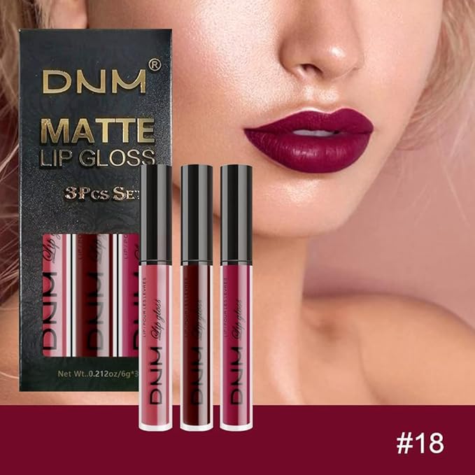 evpct 3Pcs Dark Red Purple Matte 24-hour Liquid Lipstick Sets, Matte Lipstick Lip Stain Long Lasting 24 Smudge Waterproof Lip Gloss Gift Set Matt Lipsticks Set Matt Liquid Women Makeup Lipstick 06