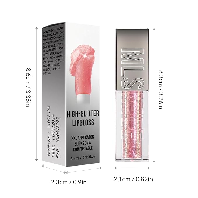 Mirror Glitter Lipstick, Sparkling Shimmer High Pigment Waterproof Long Lasting Lip Gloss, Shimmer Moisturizer Lip Gloss, Diamond Shiny Bold Glow Lip Stain for Lip Makeup (C14, 0.11 fl.oz)
