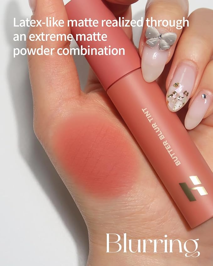 HOLIKA HOLIKA Butter Blur Lip Tint (08 LYCHEE) - Korean Matte Lip Tint, Lightweight High-Pigmented Lips, Velvety Silky Smooth K-Beauty Lip Makeup, Long Wearing Formula
