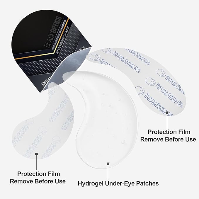 Tintark Black Optics Hydrogel Eye Patches 28 Pairs, 5-Min Revitalizing Eye Masks with Caffeine Peptides Black Truffle, Reduce Puffy Eyes Dark Circles & Wrinkles, Luxury Spa Gifts for Men & Women
