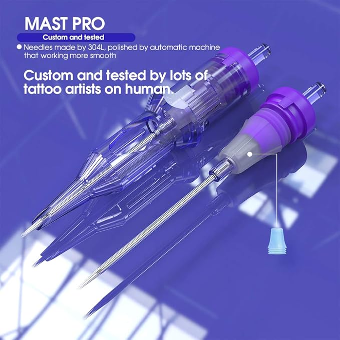 Mast Tour Tattoo Pen Kit, Rotary Tattoo Machine Gun Kit with Halo II Tattoo Power Supply & Pro Cartridges Needles Kit, Safe Certificated Tripe Black Tattoo Ink (Cord - Pink)