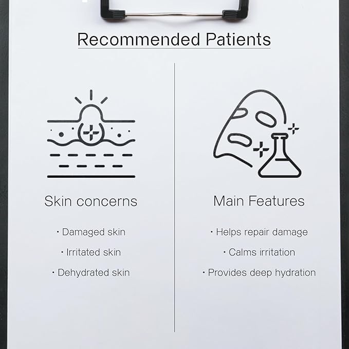 OGANA CELL Peptide Recovery Mask with Cica and Rose Water, Calms and Soothes, Antioxidant-Rich Sheet Mask for Sensitive Skin, 7 Count