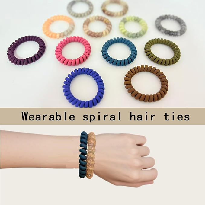Spiral Hair Ties Set with Box-12Pcs,a Wonderful Gift for Ladies and Girls,Multicolor spiral No Damage hair quality,(12 Colors-5.5cm)