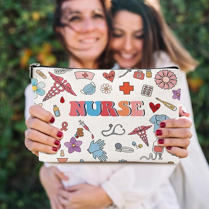 VICBOU Inspired Nurse Gifts Makeup Bag Nurse Accessories for Work Nurse Practitioner Nurse Gifts for Women Coworker Colleague Cosmetic Bag Rn Gifts for Nurses Nursing Graduation Nurses Week Birthday