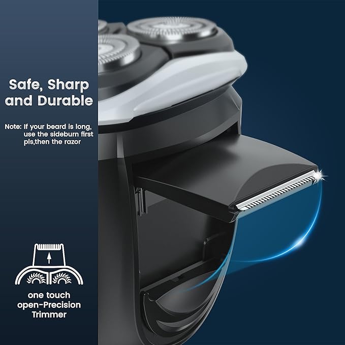 Electric Razor for Men, Electric Shaver for Men Waterproof/Rechargeable/LED Display, Men’s Shavers Wet & Dry Rotary Shavers Gift for Dad Husband Boyfriend (Navy Blue)