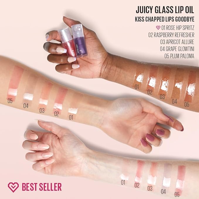 Kaja Juicy Glass Lip Plumping Oil | 02 Raspberry Refresher | Hydrating, Feel Plumped and Lightweight with Vitamin Tree Fruit Oil, Vegan, Cruelty-Free, Clear Tint Stain Shine Gloss Plumper