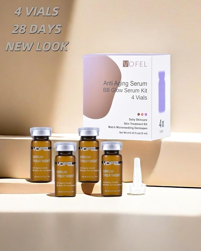 Anti Aging Serum with Hyaluronic Acid for Microneedling Serum BB Glow Starter Kit Serum Ampoules for Face 0.35 oz 4 Vials
