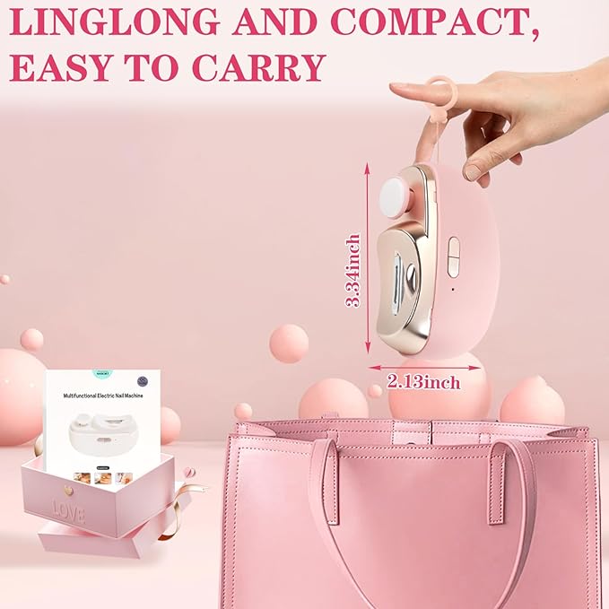 3-in-1 Electric Nail Clippers, Upgrade Electric Nail Clippers for Kids or Adults, Electric Polishing Nail Clipper with Collector, Excellent Electric Nail Trimmer Gift for Your Loves (Cute-Pink)