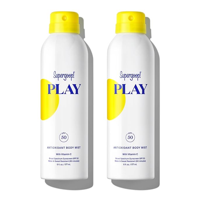 Supergoop! PLAY SPF 50 Antioxidant Body Mist w/Vitamin C, 6 fl oz - 2 Pack - Broad Spectrum Sunscreen Spray - Clean Ingredients for Sensitive Skin - Great for Active Days