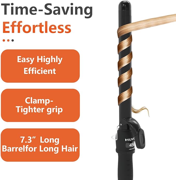 1 Inch Curling Iron - Ceramic Curling Iron, Fast Heat Function LCD Display 180°F-450°F Adjustable, Long Lasting Beach Waves, Dual Voltage Curler, Heat Resistant,Black
