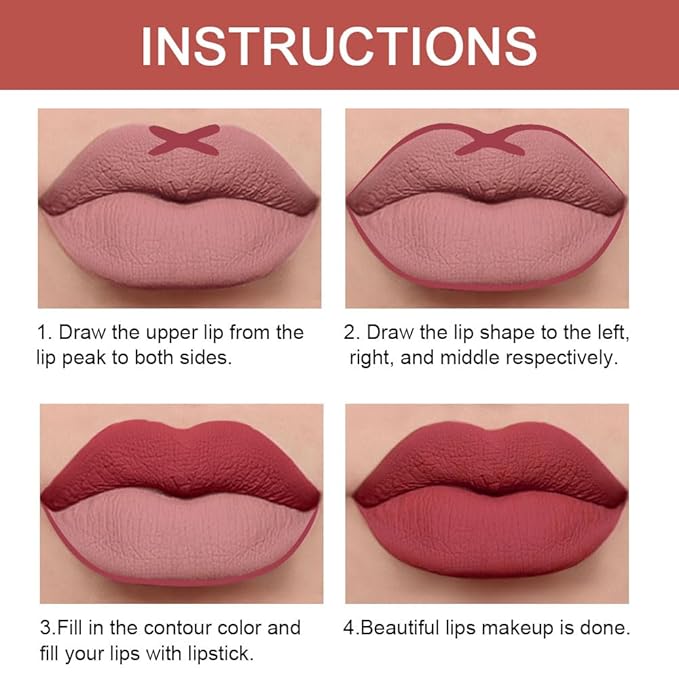 2-in-1 Mauve Red Lip Liner & Lipstick Set Kit for Women, Matte Lips Kit with Lip Liner Lip Stains Long Lasting Waterproof 24 Hour Lipstick and Lip Liners Combo Lipliners Pencil Set 13