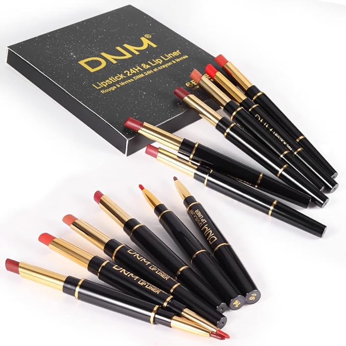 evpct 6Pcs Red Lip Liner and Lipstick Lip Stain Crayon Gift Set for Women Dark Deep Red Nude Long Lasting 24 Hour Matte Color Stay Lipstick with Lip Liner Set labiales mate 24 horas originales