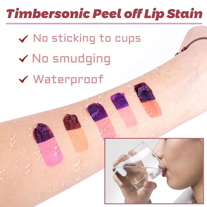 2Pcs Peel Off Lip Stain, Long Lasting Lip Stain Peel Off Masque, Waterproof and Transfer Proof Nude Lip Tint, Peelable Tattoo Lip Gloss Liner, Formula for Elegant Finish Makeup Lip-Tint Set (#2)