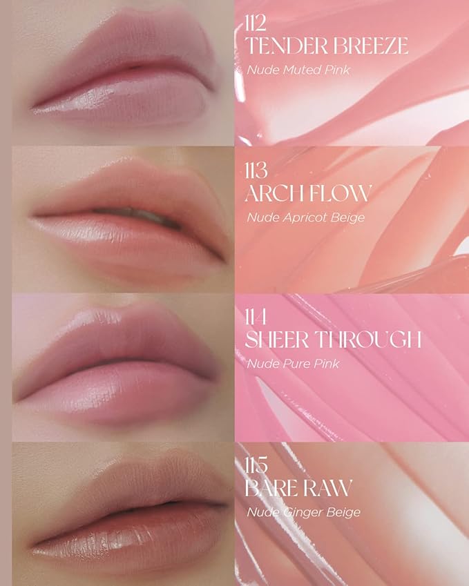 Non-Section Glowy Tint – 114 SHEER THROUGH – Glass Lasting Transparent & Flexible Lip Makeup - Moisturizing Lip Stain for Glossy Finish – Buildable Lipstick for Fuller Looking Lip, 0.18 fl.oz.