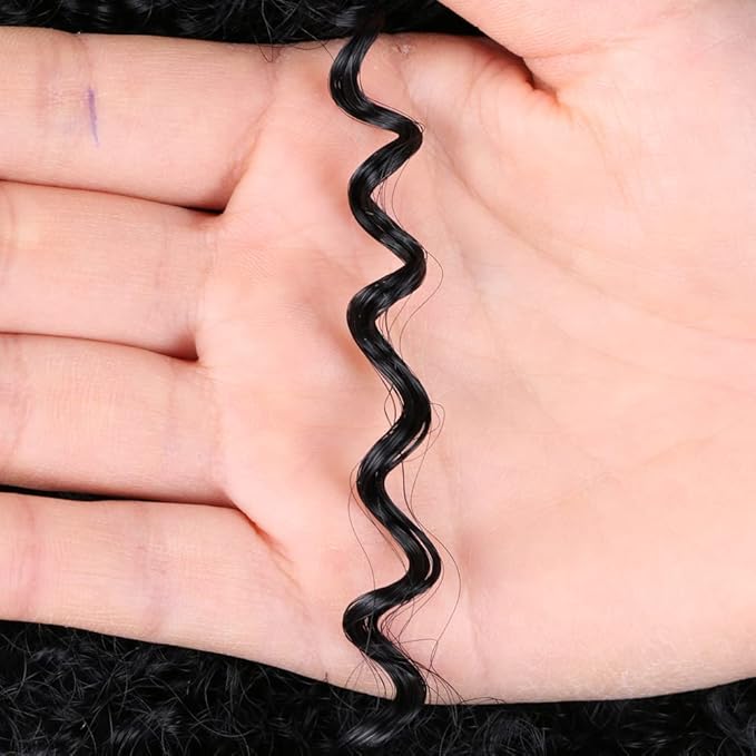 Drawstring Ponytail Afro Kinky Curly for Black Women Short Wave Synthetic Ponytail Hair Extension(#1B,Nature Black)