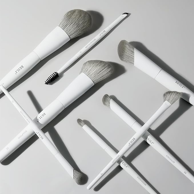 BEILI 12-Piece White Makeup Brush Set, Premium Synthetic Brushes for Foundation, Blending, Eyeshadow, Contour, Blush, and Eyeliner, Luxury Gift-Ready