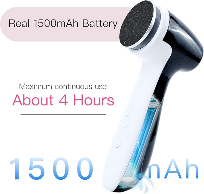 Rechargeable Electric Foot Callus Remover with 3-Sizes 120Pcs Sandpaper Discs, Professional 1000RPM 3-Speed Control Electric Foot File (E7 Black)